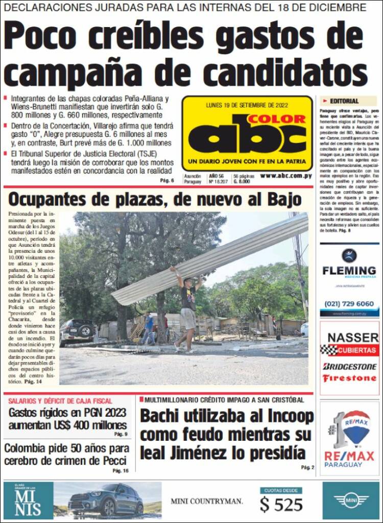 Portada de ABC Color (Paraguay)