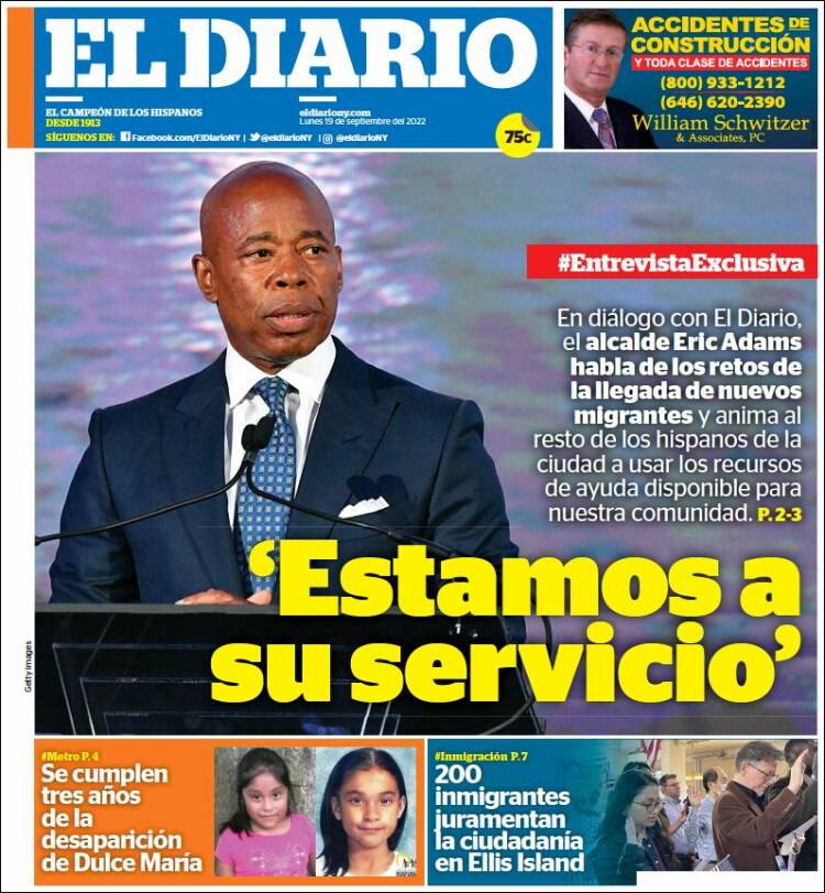 Portada de El Diario NY (USA)