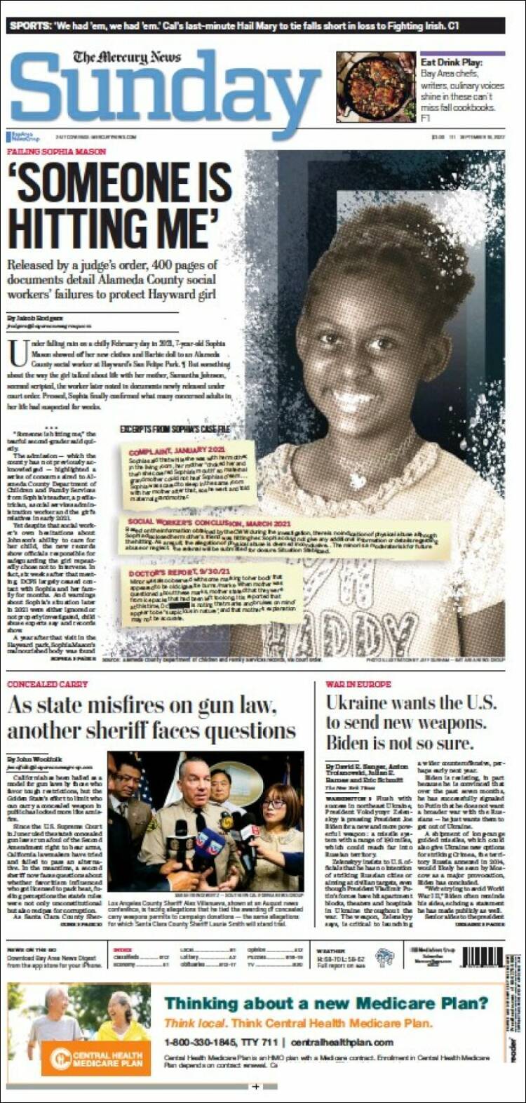 Portada de San Jose Mercury News (USA)