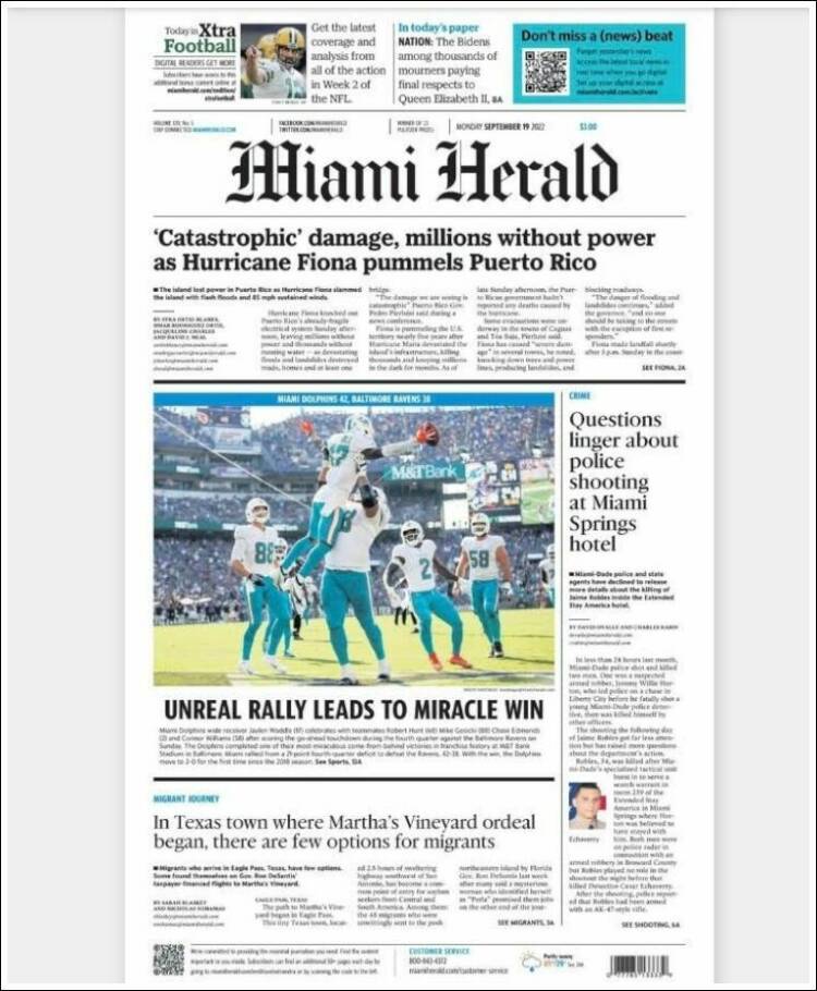 Portada de Miami Herald (USA)