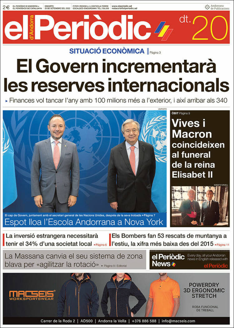 Portada de El Periòdic d'Andorra (Andorra)