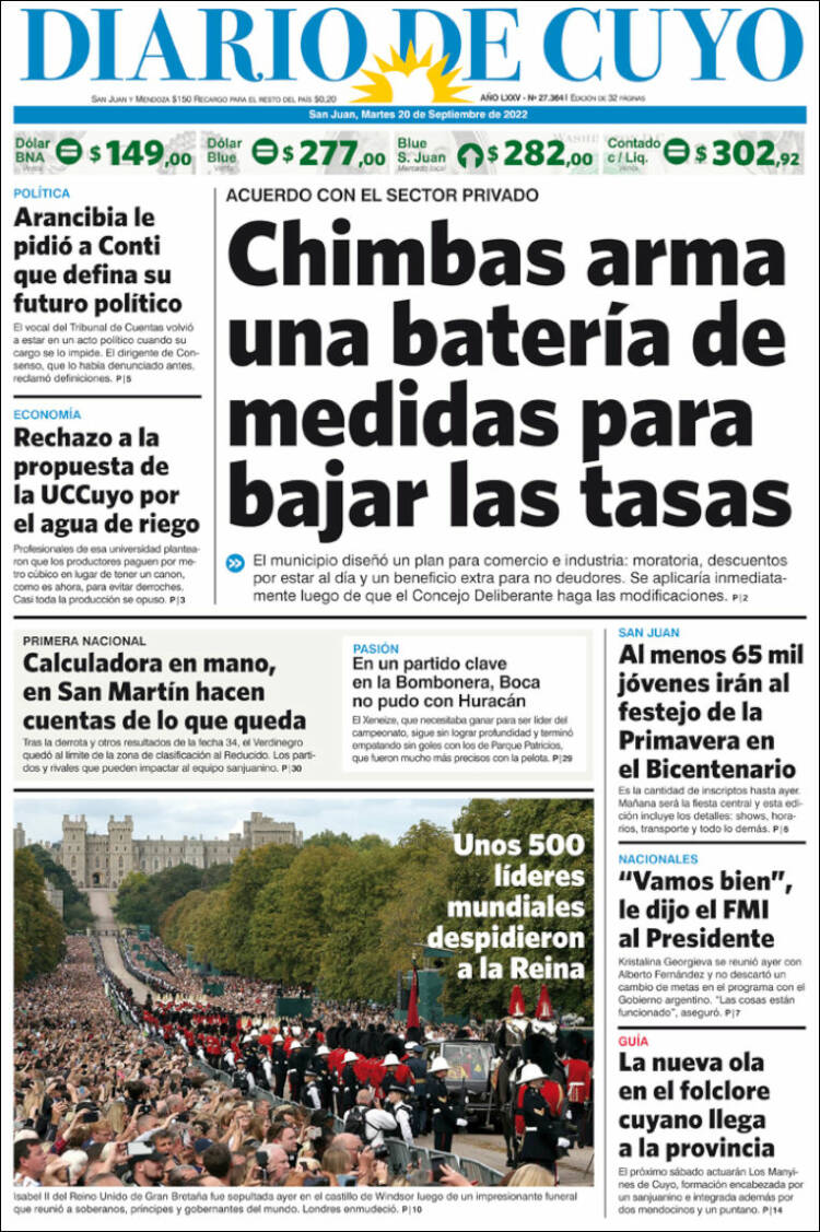 Portada de Diario de Cuyo (Argentina)