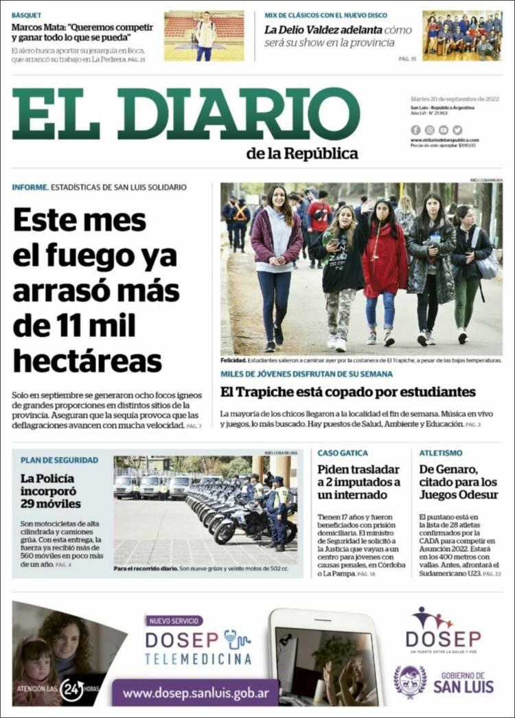 Portada de Diario de la República (Argentina)