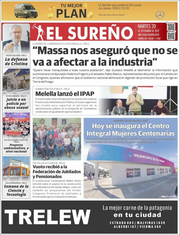 Portada de Diario El Sureño (Argentina)