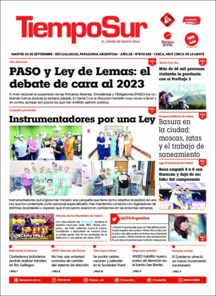 Portada de Tiempo Sur (Argentina)