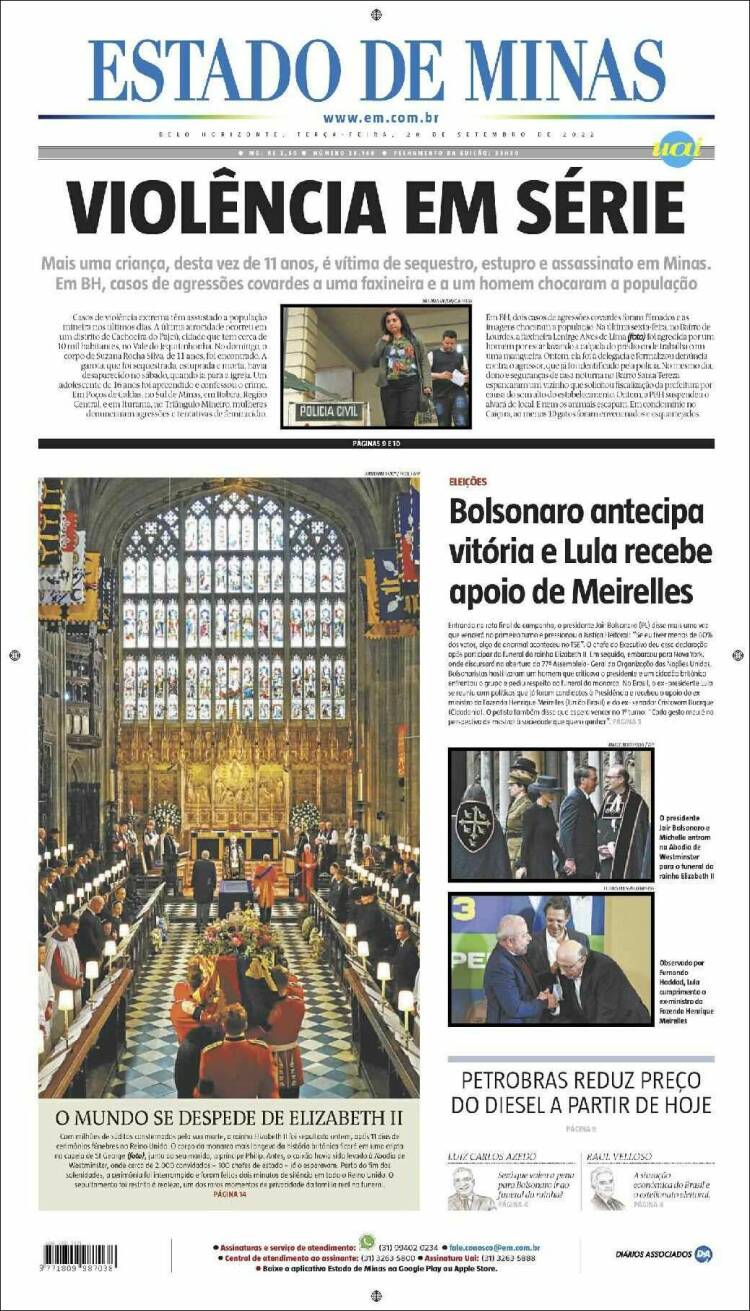 Portada de Jornal Estado de Minas (Brasil)