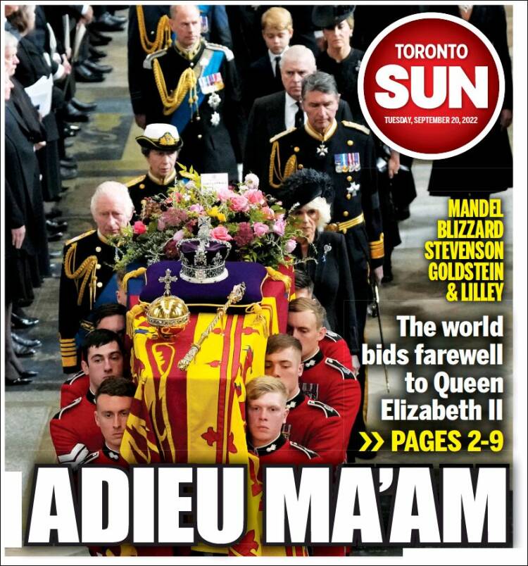 Portada de The Toronto Sun (Canadá)