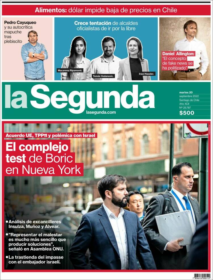 Portada de La Segunda (Chile)