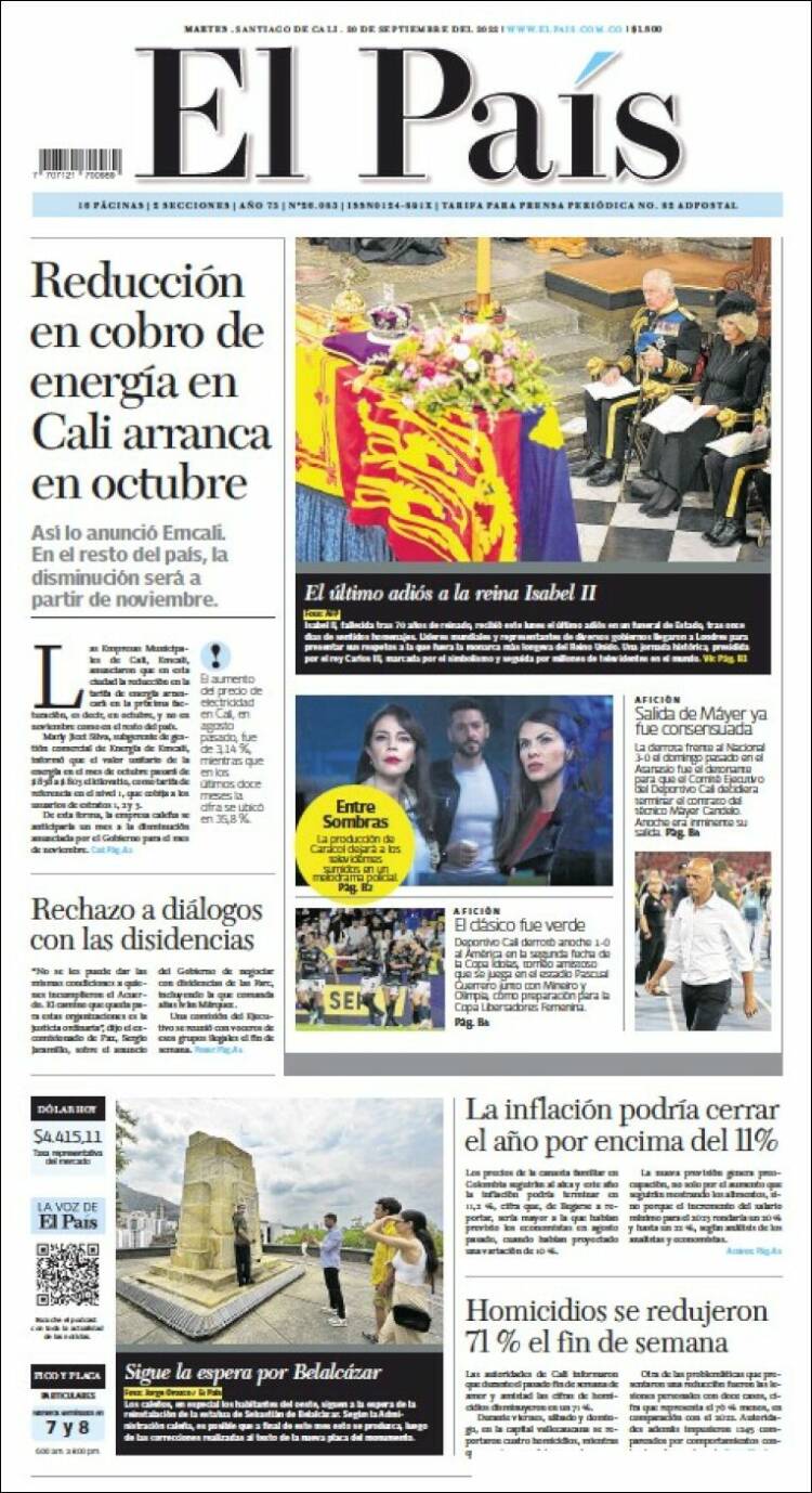 Portada de El País - Cali (Colombia)