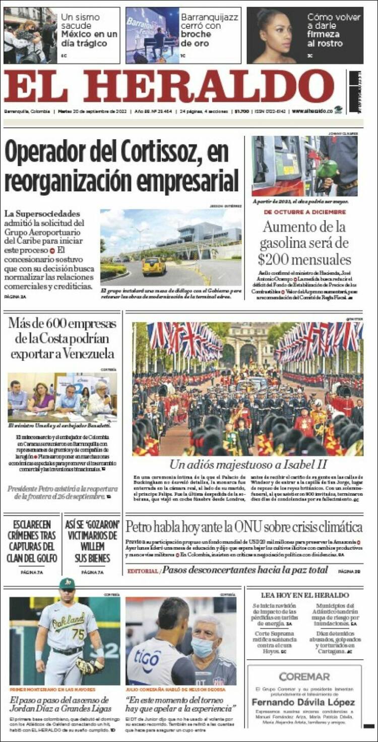 Portada de El Heraldo (Colombia)