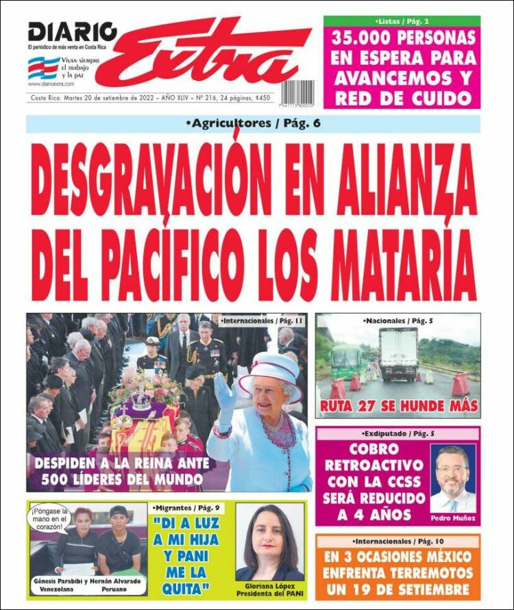 Portada de Diario Extra (Costa Rica)