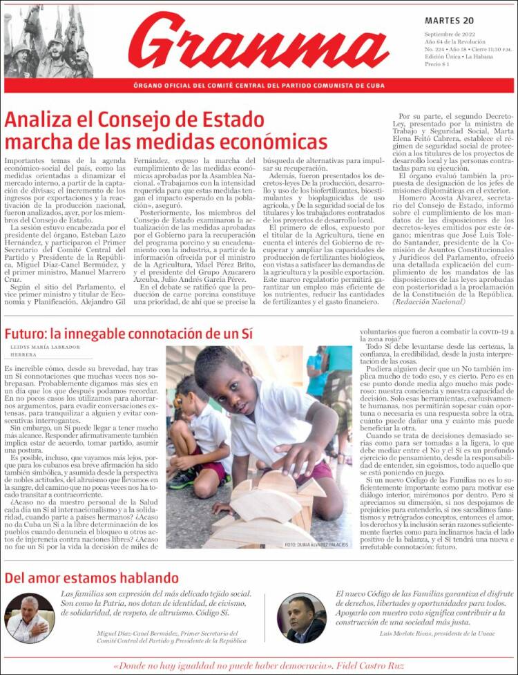 Portada de Granma (Cuba)