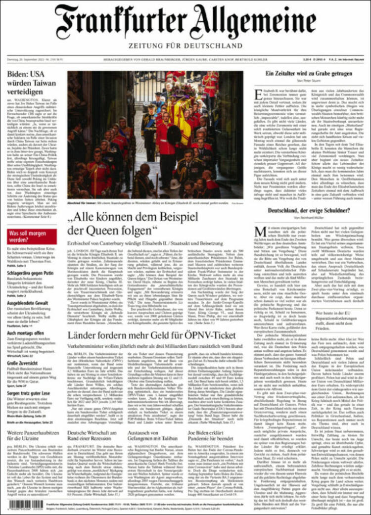 Portada de Frankfurter Allgemeine (Alemania)