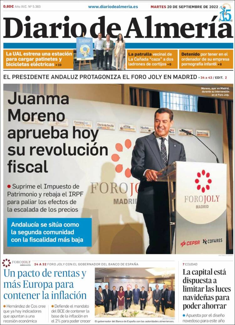 Portada de Diario de Almería (España)