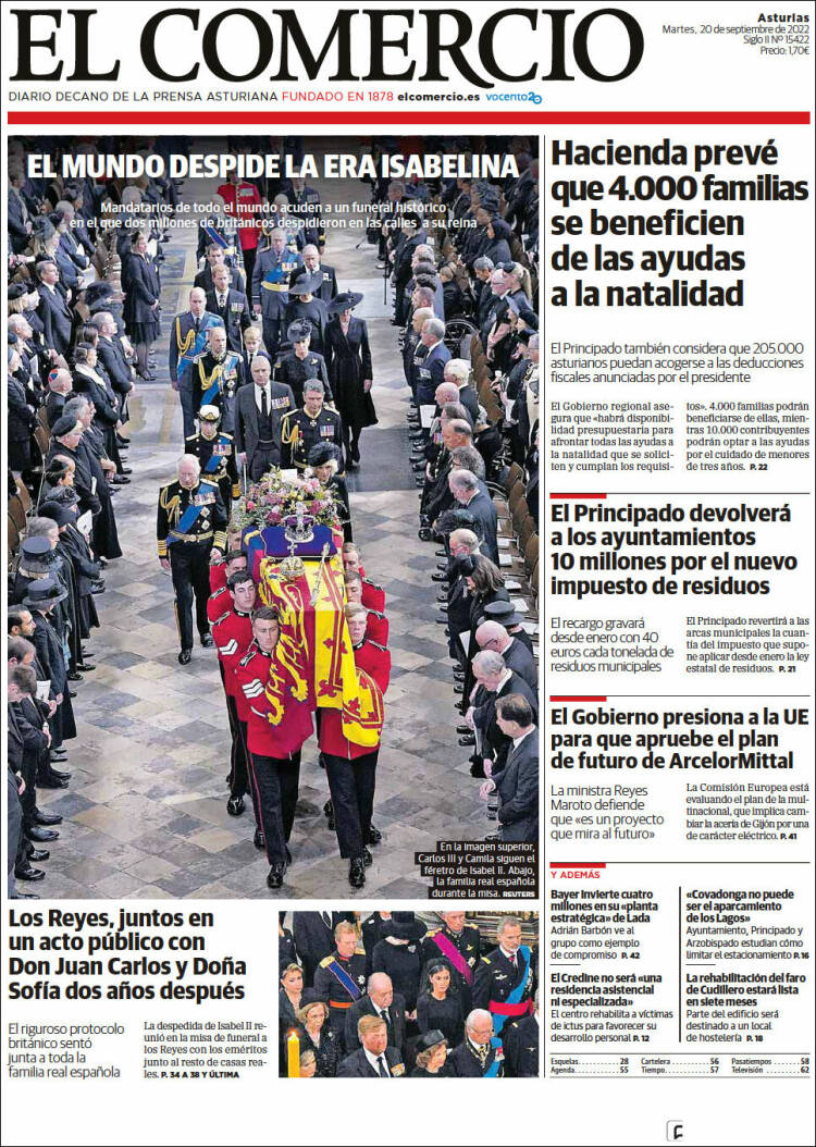 Portada de El Comercio (España)