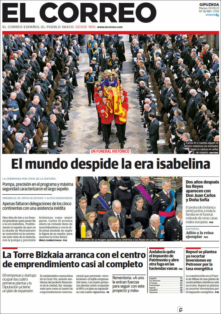 Portada de El Correo - Guipuzcoa (España)