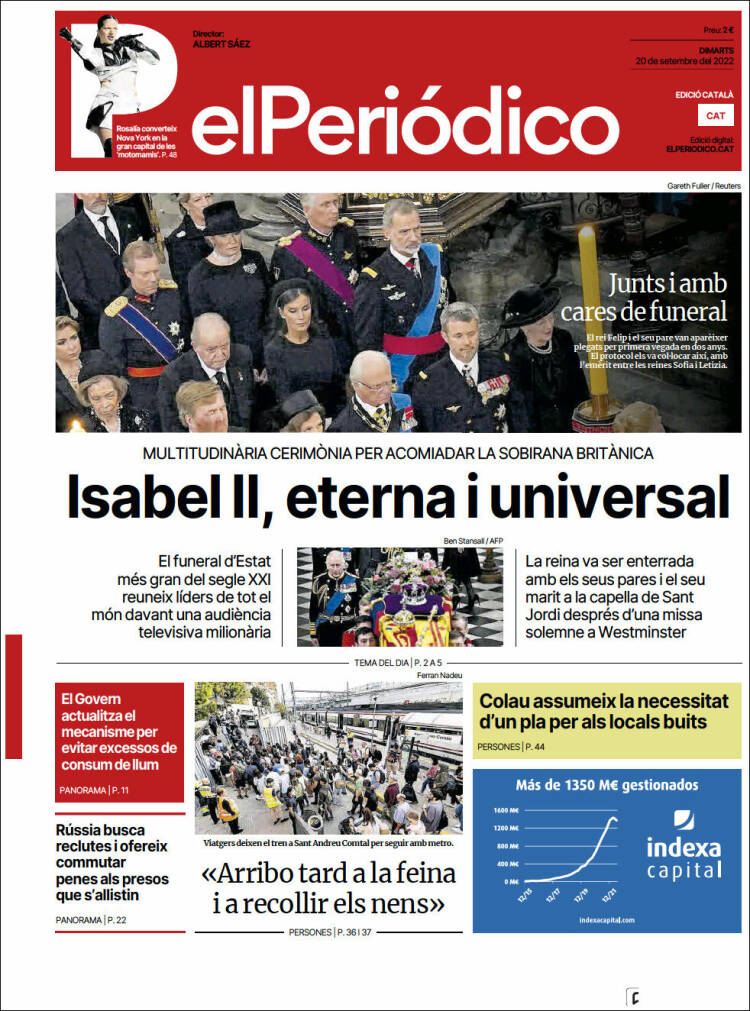 Portada de El Periódico de Catalunya (España)