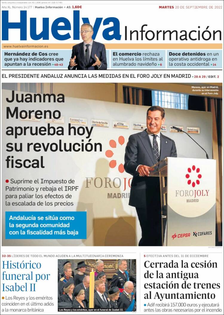 Portada de Huelva Información (España)