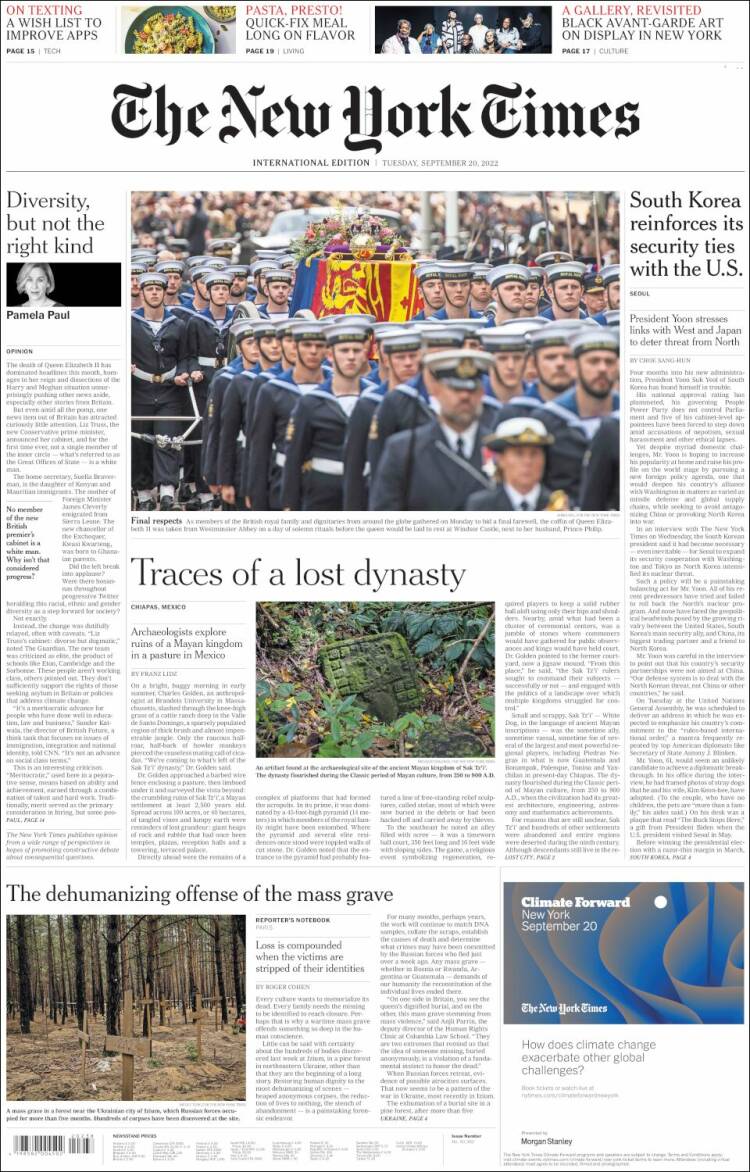 Portada de International New York Times (Europa)
