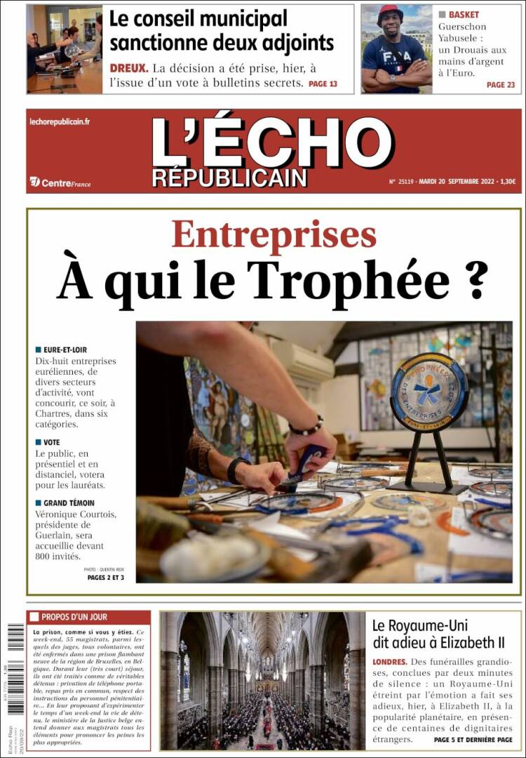 Portada de L'Echo Républicain (Francia)