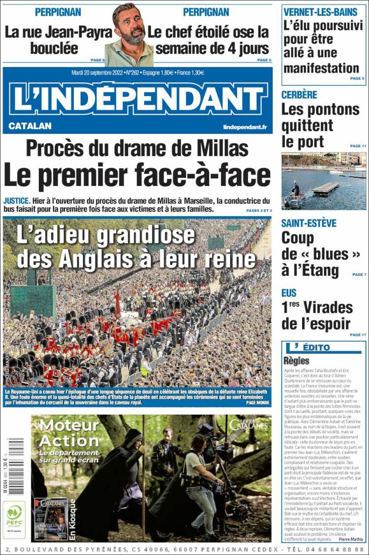 Portada de Le Indépendant (Francia)
