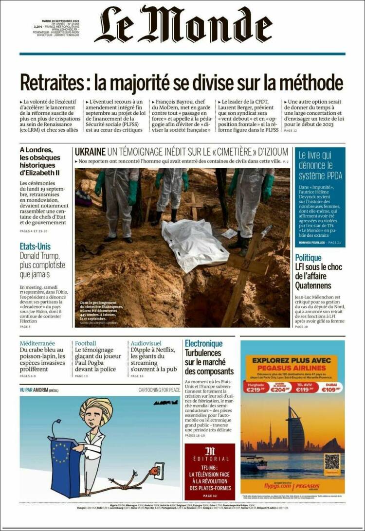 Portada de Le Monde (Francia)