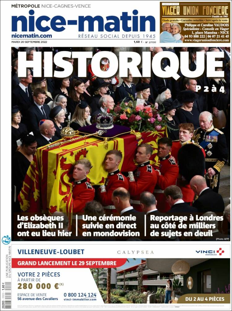 Portada de Nice-Matin (Francia)