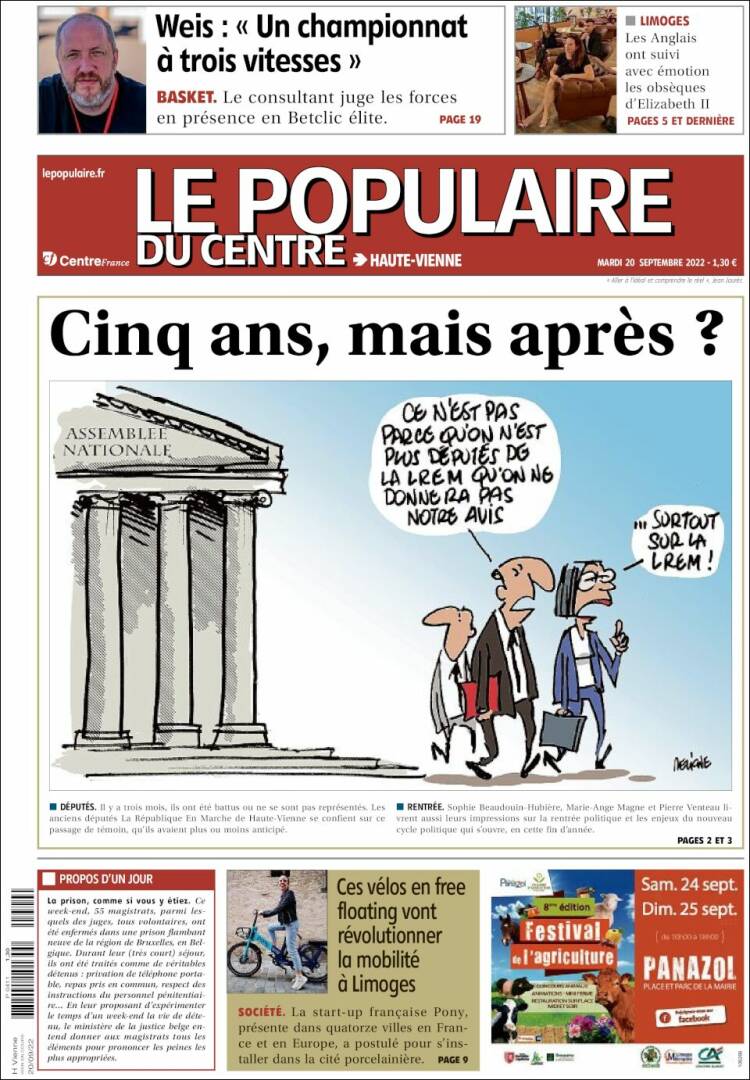 Portada de Le Populaire du Centre (Francia)