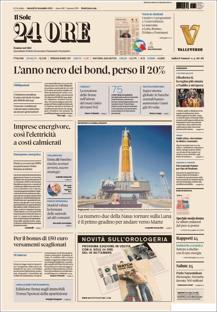 Portada de Il Sole 24 ORE (Italia)