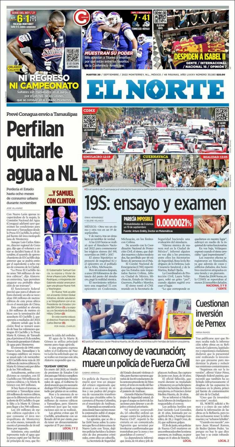 Portada de El Norte (México)