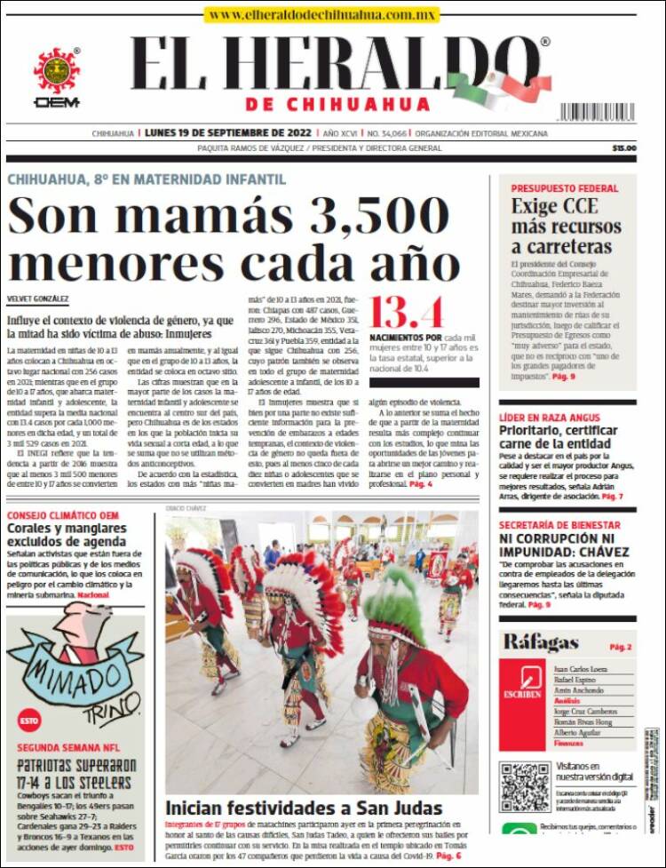 Portada de El Heraldo de Chihuahua (México)