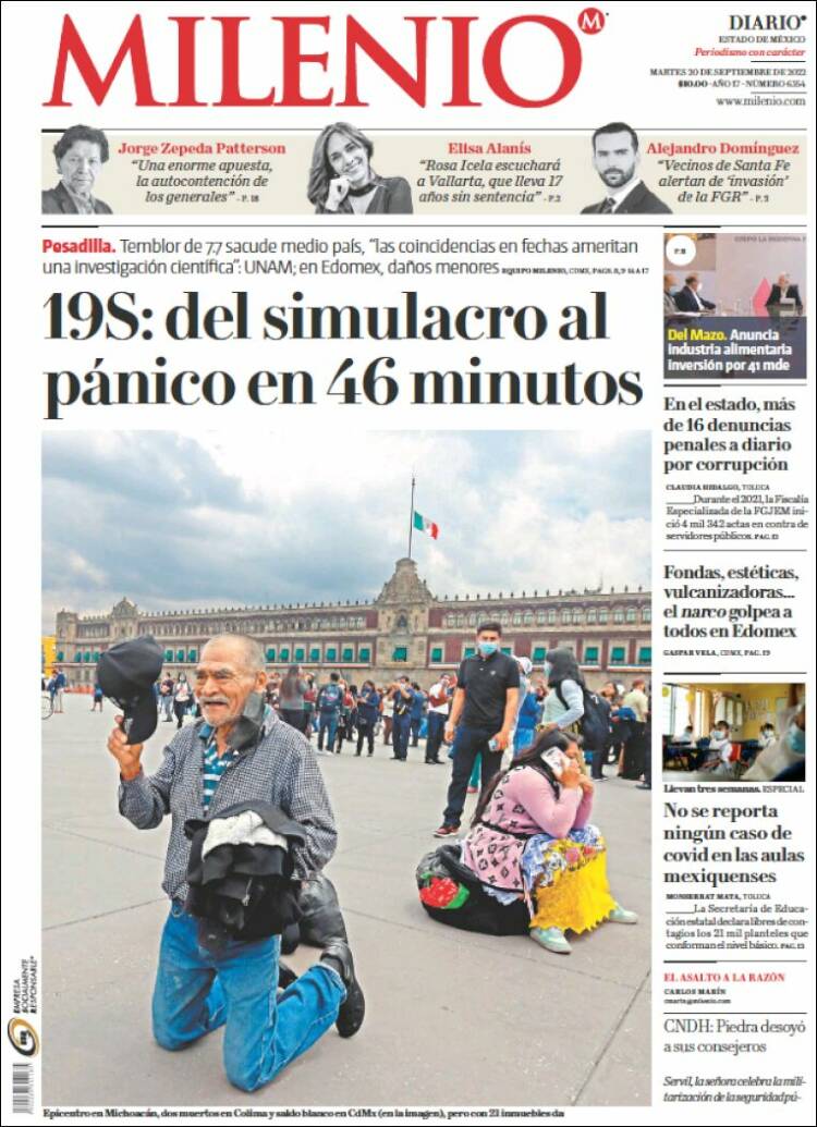Portada de Milenio - Estado de México (México)