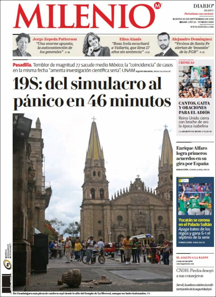 Portada de Milenio - Jalisco (México)