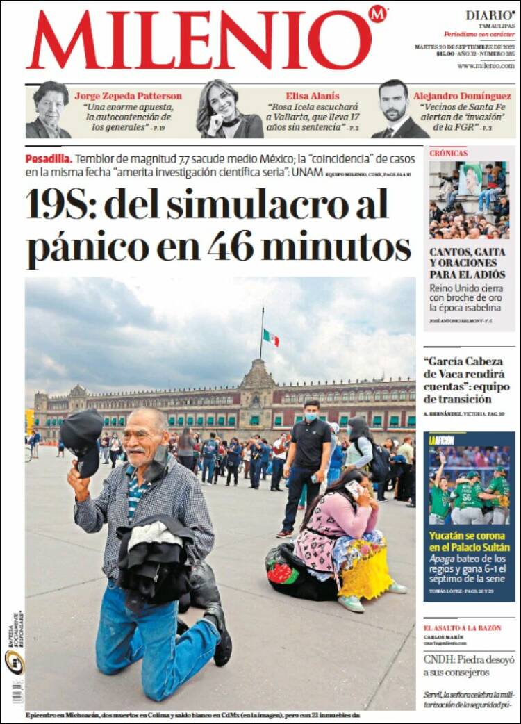 Portada de Milenio - Tamaulipas (México)