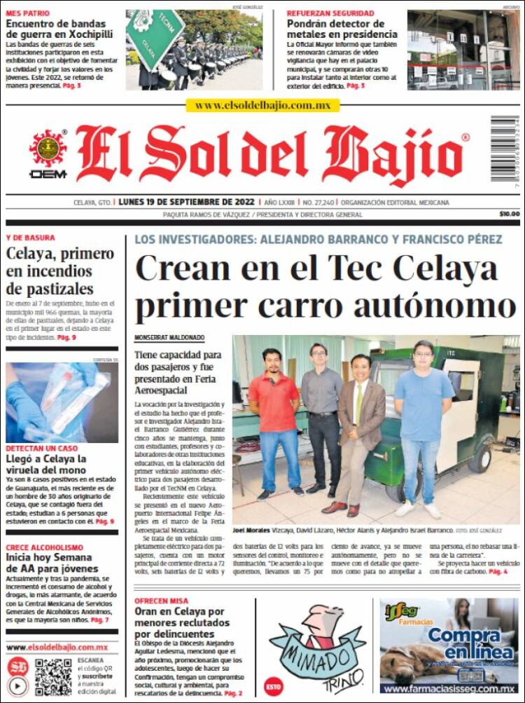 Portada de El Sol del Bajio (México)
