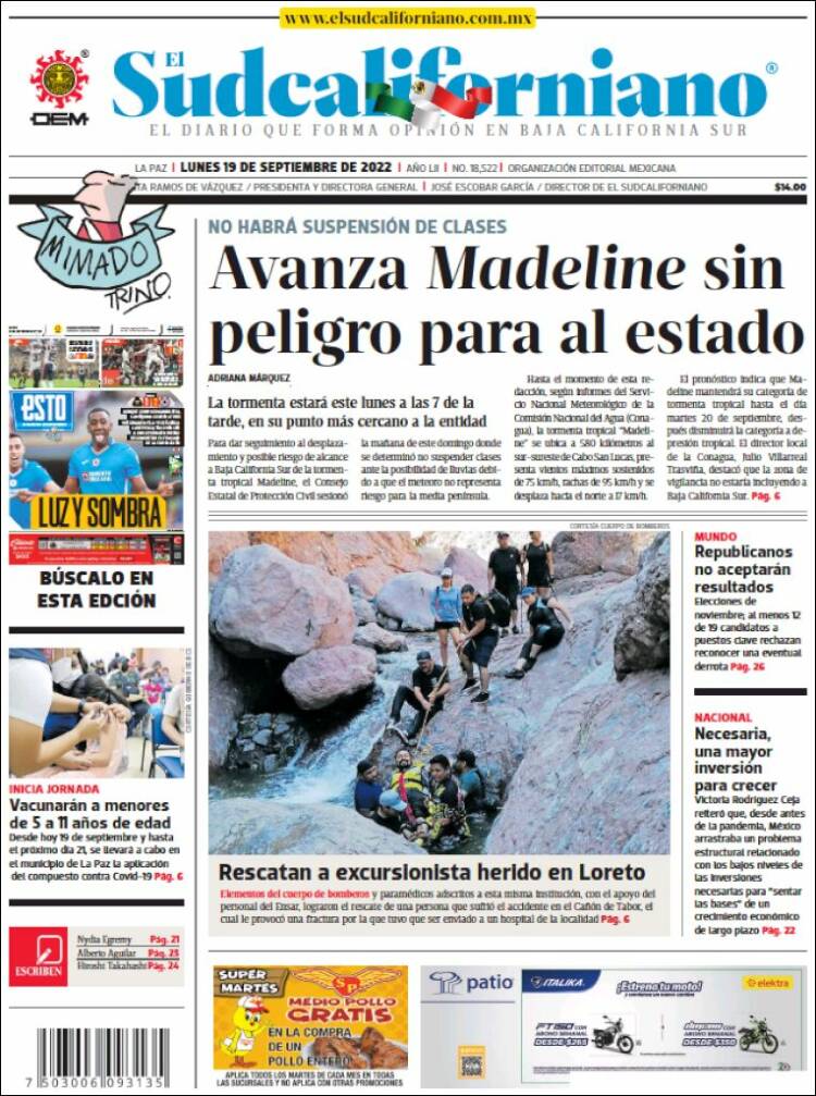 Portada de El Sudcaliforniano (México)