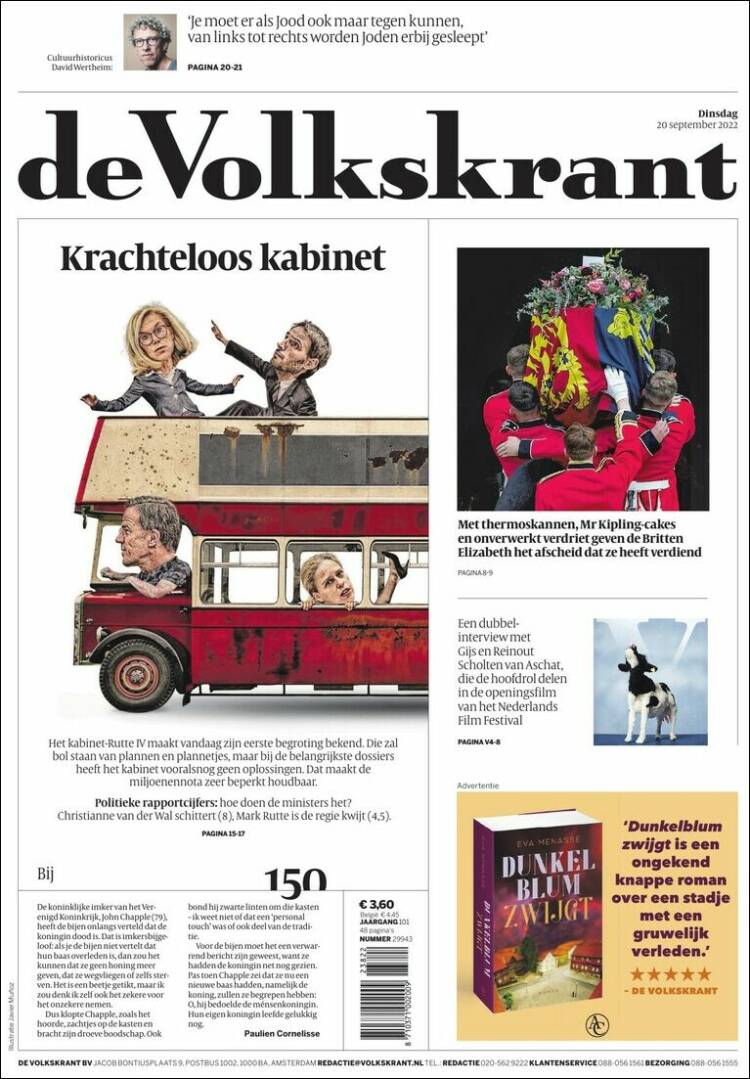 Portada de De Volkskrant (Pa&iacute;ses Bajos)