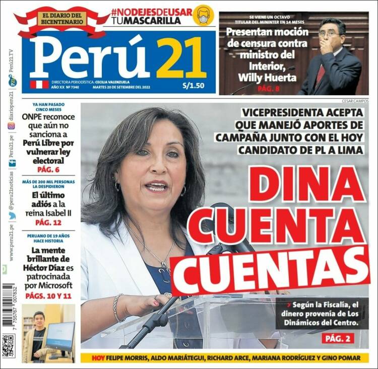 Portada de Perú 21 (Per&uacute;)