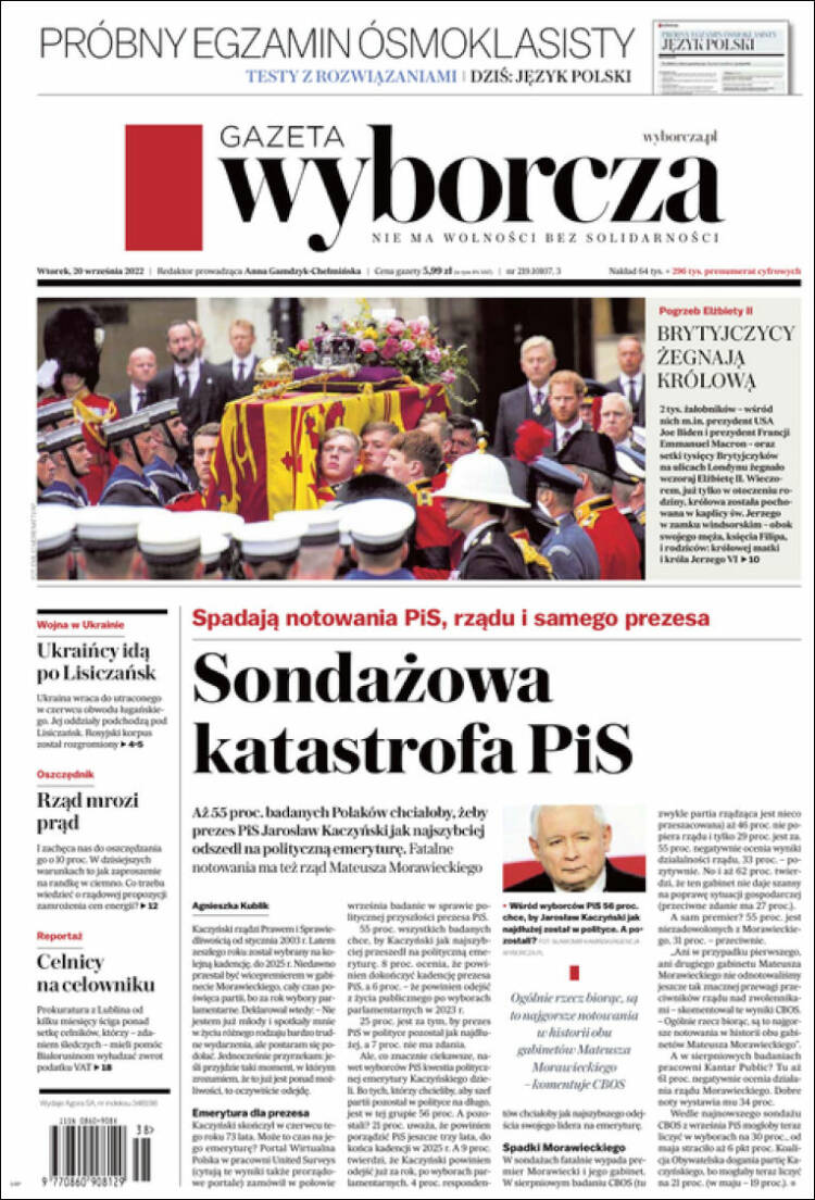 Portada de Gazeta Wyborcza (Polonia)