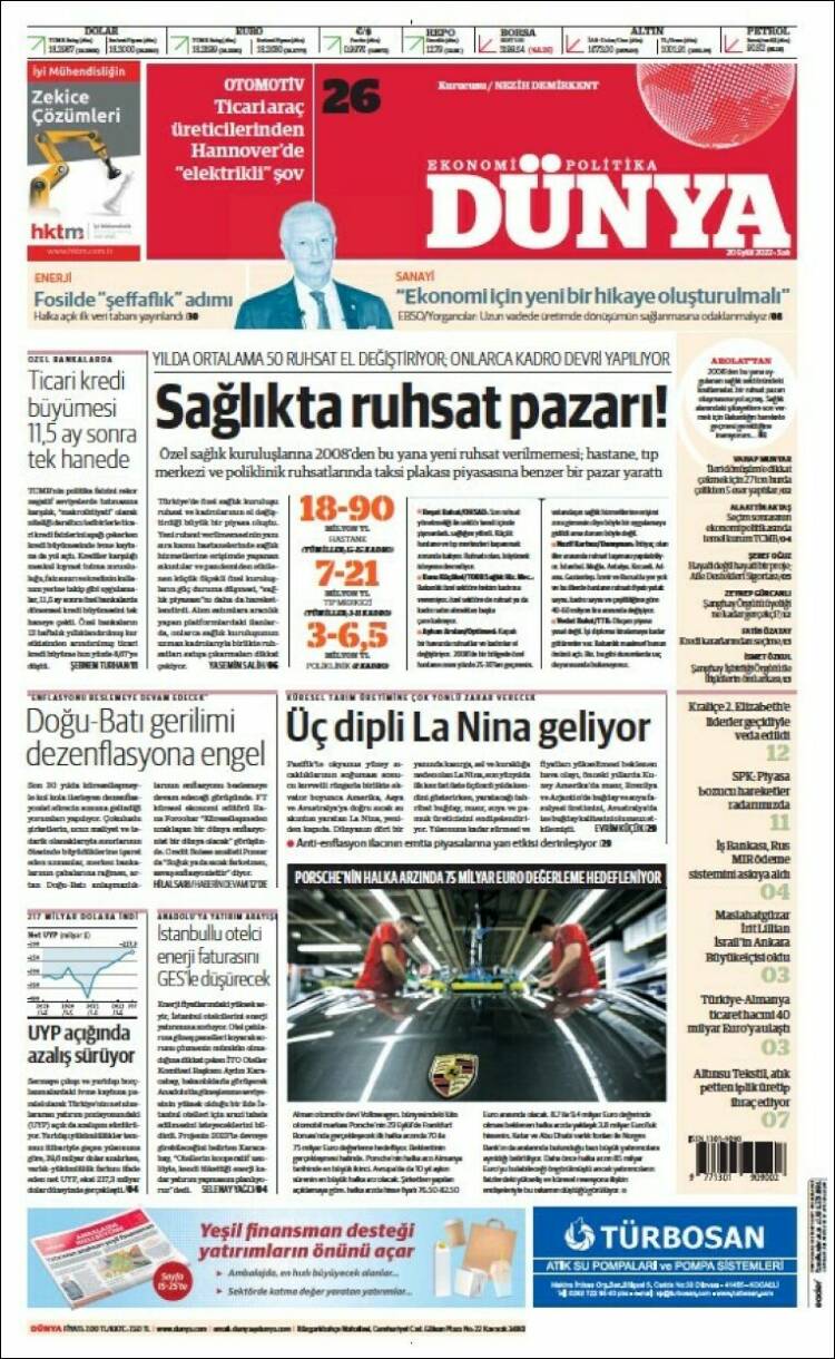 Portada de Dünya (Turqu&iacute;a)