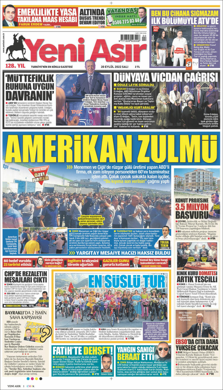 Portada de Yeni Asır (Turqu&iacute;a)