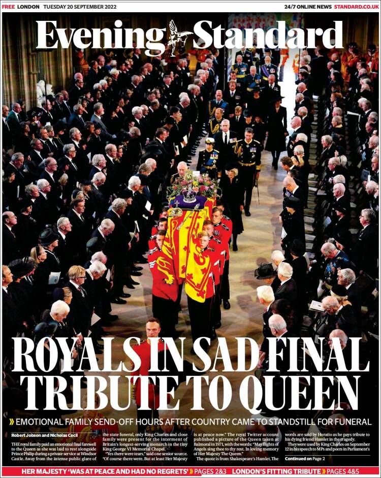 Portada de Evening Standard (Reino Unido)