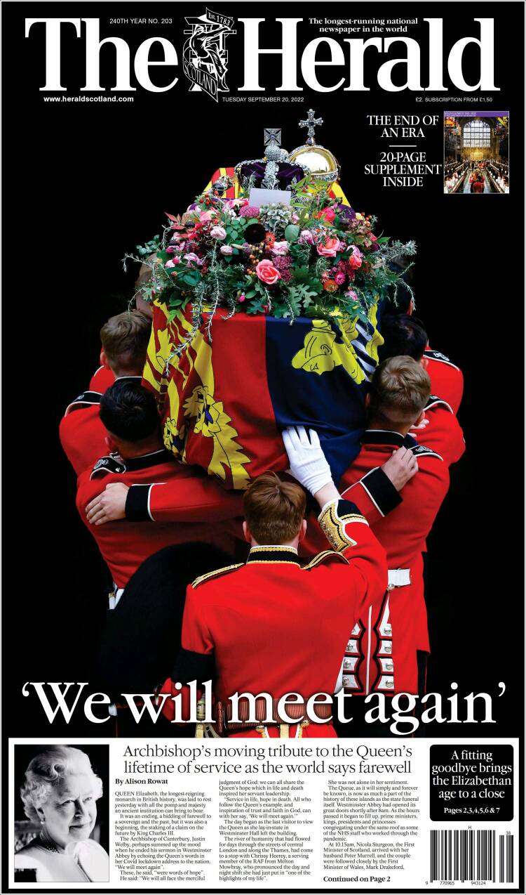 Portada de The Herald (Reino Unido)