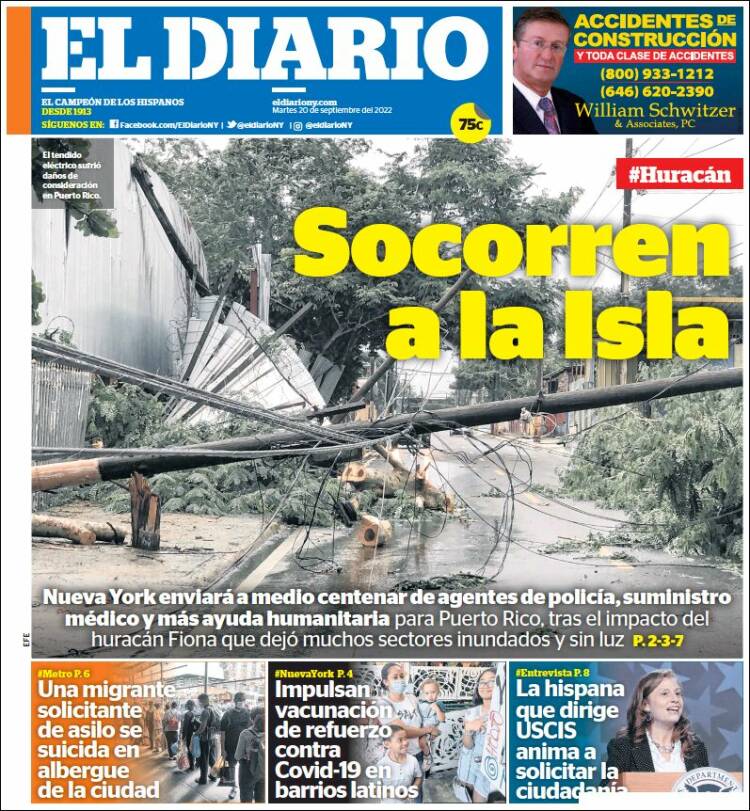 Portada de El Diario NY (USA)