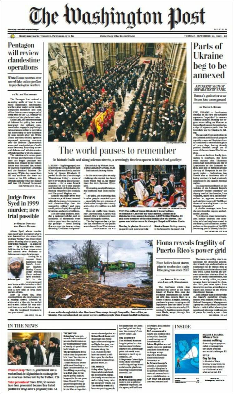 Portada de The Washington Post (USA)