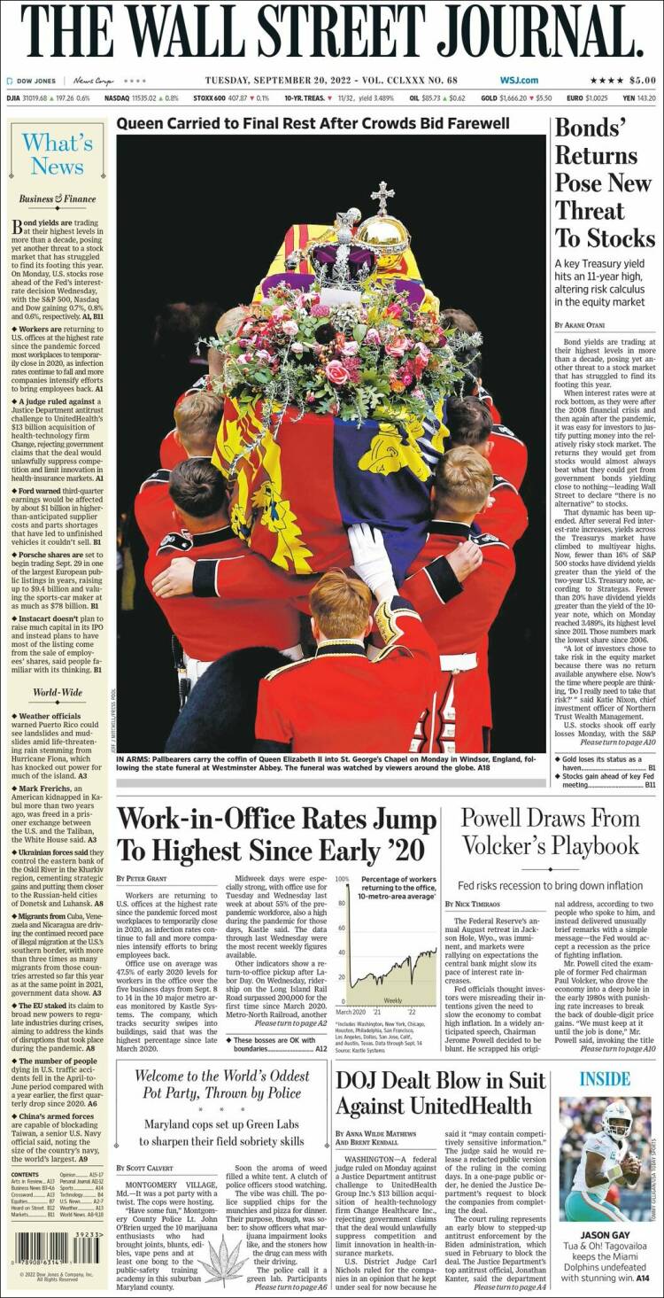 Portada de Wall Street Journal (USA)