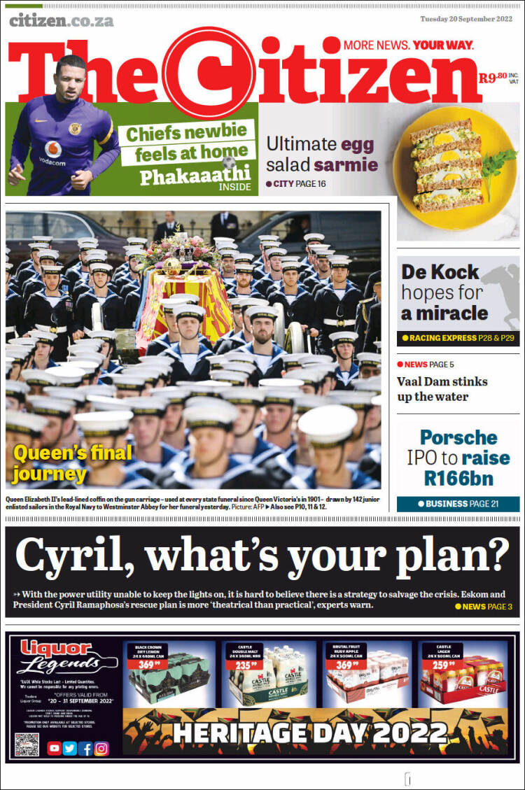 Portada de The Citizen (Sud&aacute;frica)