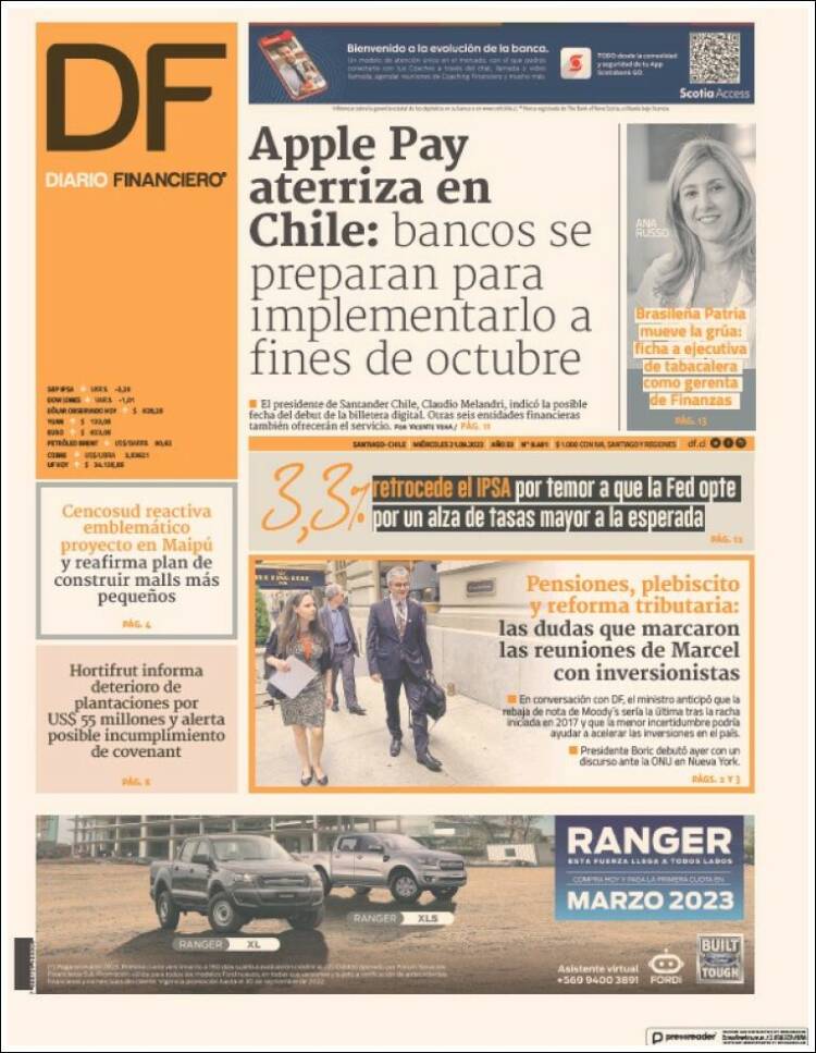 Portada de Diario Financiero (Chile)