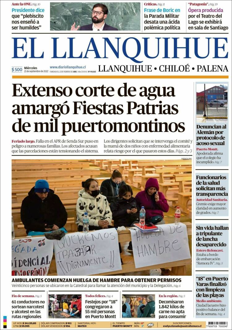 Portada de El Llanquihue (Chile)