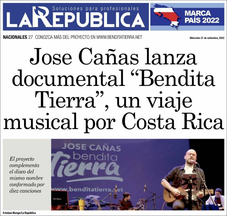 Portada de La República (Costa Rica)